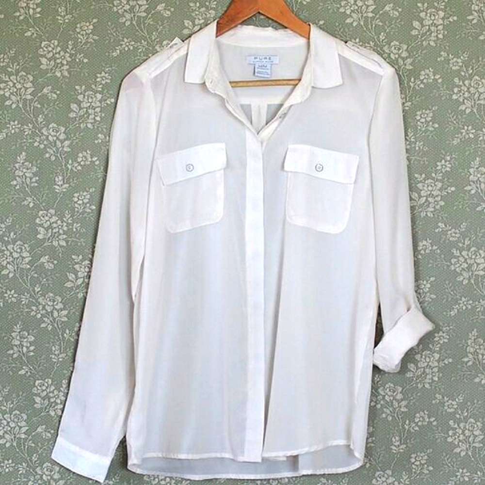 Alfred Sung | Beautiful Off-White Button Down Shirt